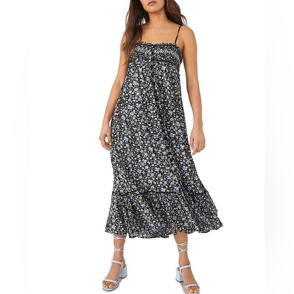 free people molly jo midi dress Midi Dress Free People Long Floral Dress NEW FREE PEOPLE Sz M MOLLY JO FLORAL PRINTED